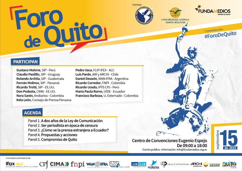 Quito, sede de foro internacional sobre la Libertad de Expresión
