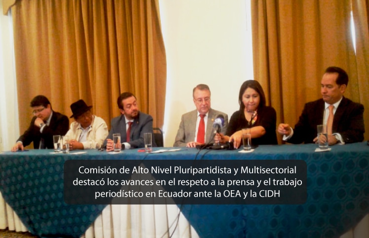Comisión de Alto Nivel Pluripartidista y Multisectorial destacó los avances en el respeto a la prensa y el trabajo periodístico en Ecuador ante la OEA y la CIDH