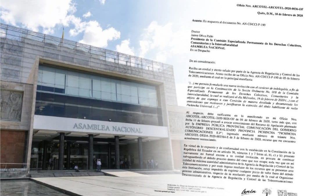 Presidente de Arcotel no compareció ante la Asamblea por el caso Pichincha Universal