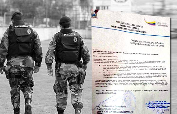 Policía pide la comparecencia escrita de un reportero, tras publicación de una nota que los alude