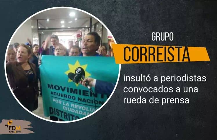 Un grupo de correístas insulta a periodistas convocados a una rueda de prensa