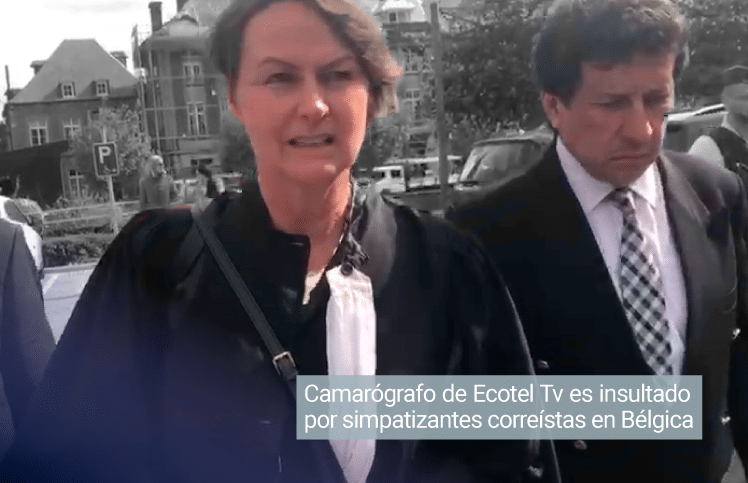 Camarógrafo de Ecotel Tv es insultado por simpatizantes correistas en Bélgica