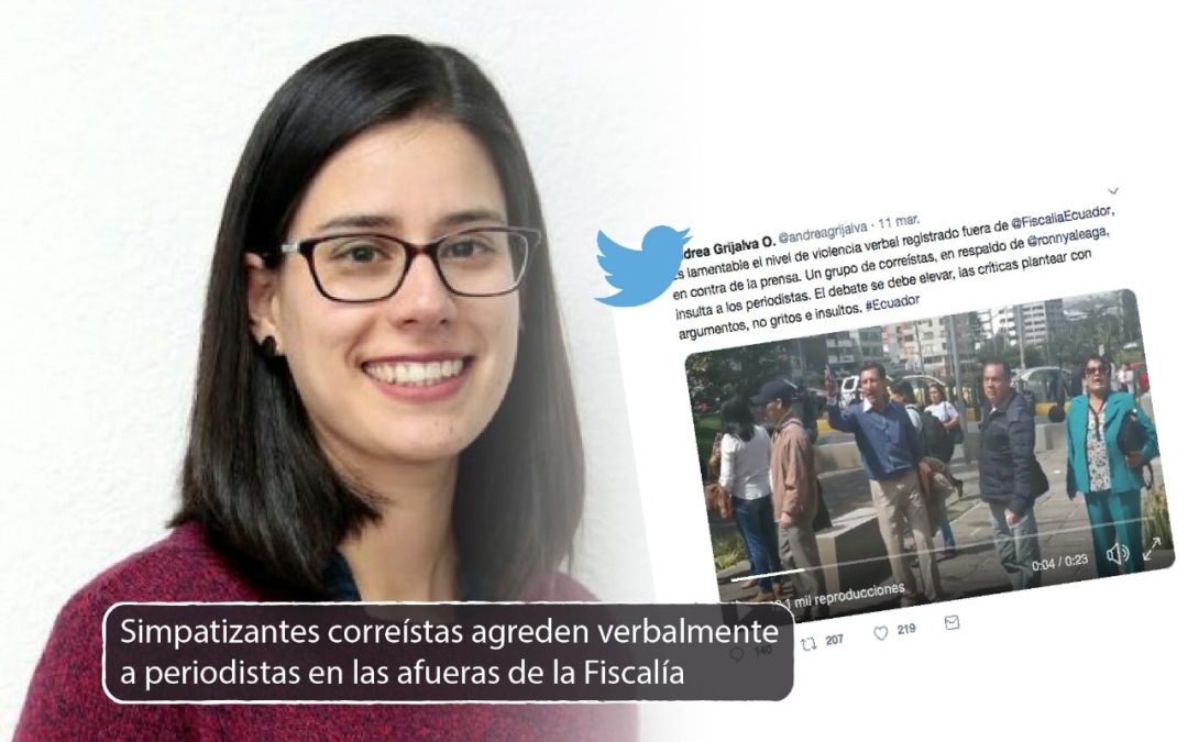 Simpatizantes correístas agreden verbalmente a periodistas en las afueras de la Fiscalía