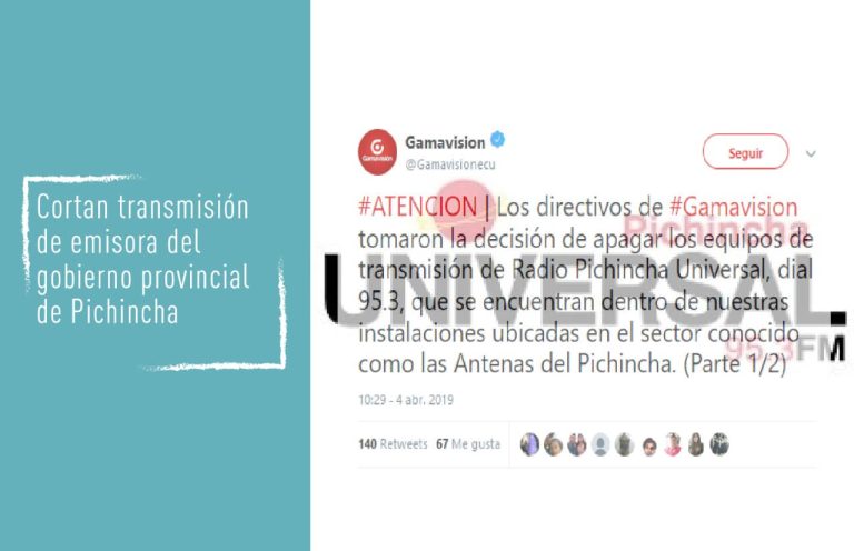 Cortan transmisión de emisora del gobierno provincial de Pichincha