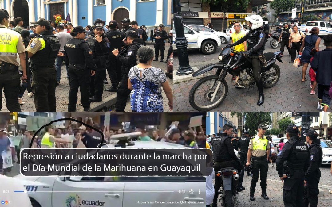 Represión a ciudadanos durante la marcha por el Día Mundial de la Marihuana en Guayaquil