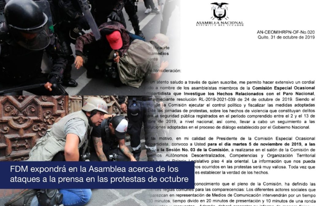 FDM expondrá en la Asamblea acerca de los ataques a la prensa en las protestas de octubre