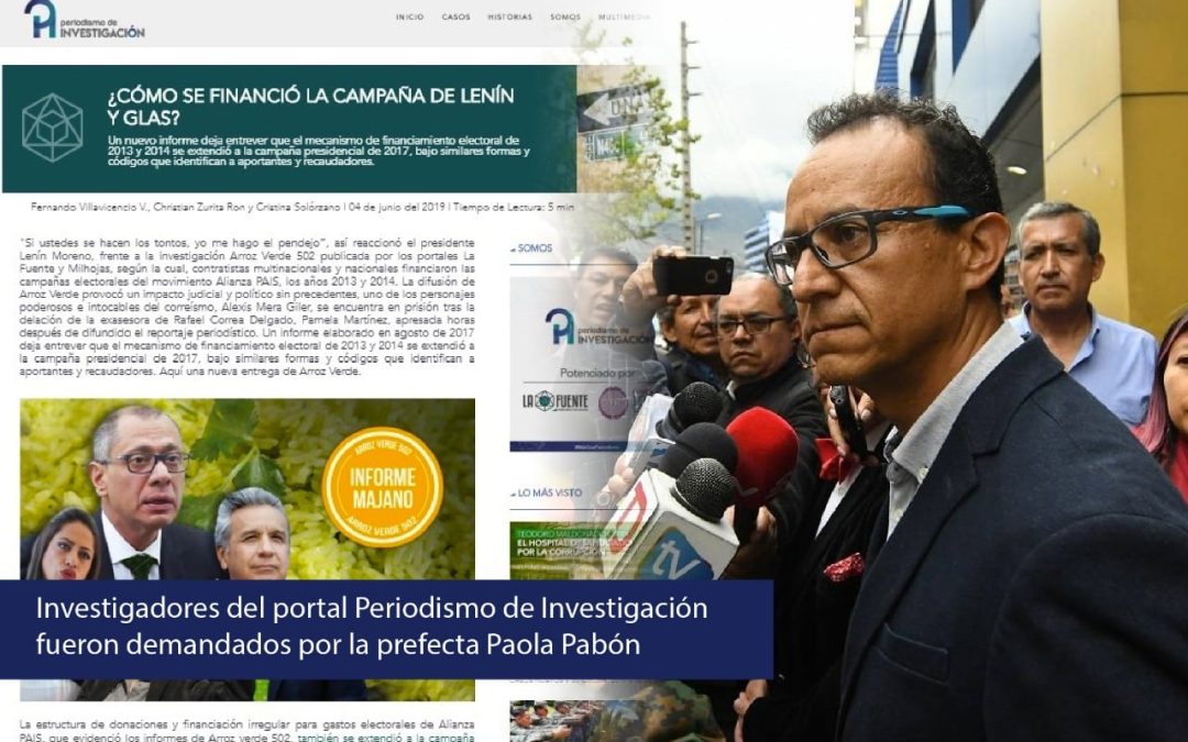 Investigadores del portal Periodismo de Investigación fueron demandados por la prefecta Paola Pabón