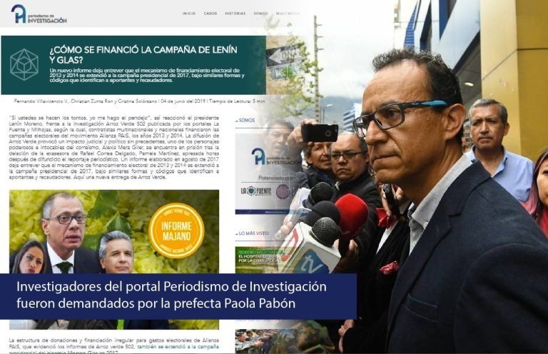 Investigadores del portal Periodismo de Investigación fueron demandados por la prefecta Paola Pabón