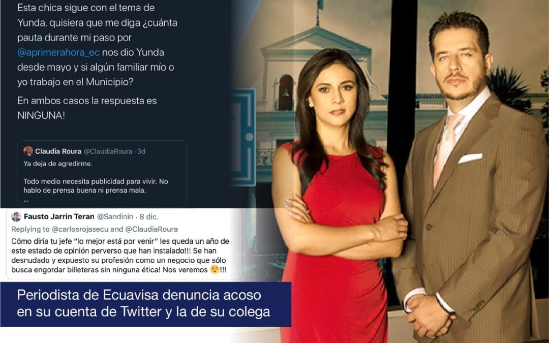 Periodista de Ecuavisa denuncia acoso en su cuenta de Twitter y la de su colega