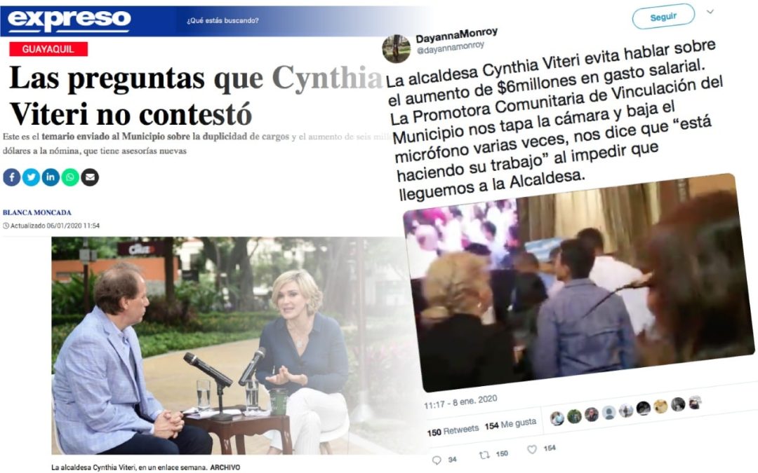 Alcaldesa de Guayaquil niega dar declaraciones sobre aumento de 6 millones de dólares para sueldos de funcionarios