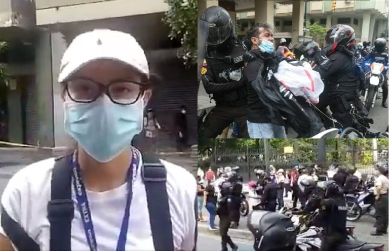 Fotógrafos, activistas y ciudadanos fueron reprimidos duramente por la Policía durante plantón en Guayaquil