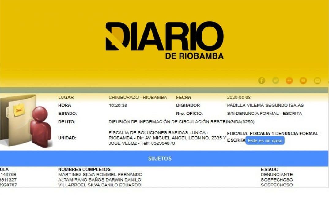 Funcionario denuncia a periodistas por difusión de información restringida