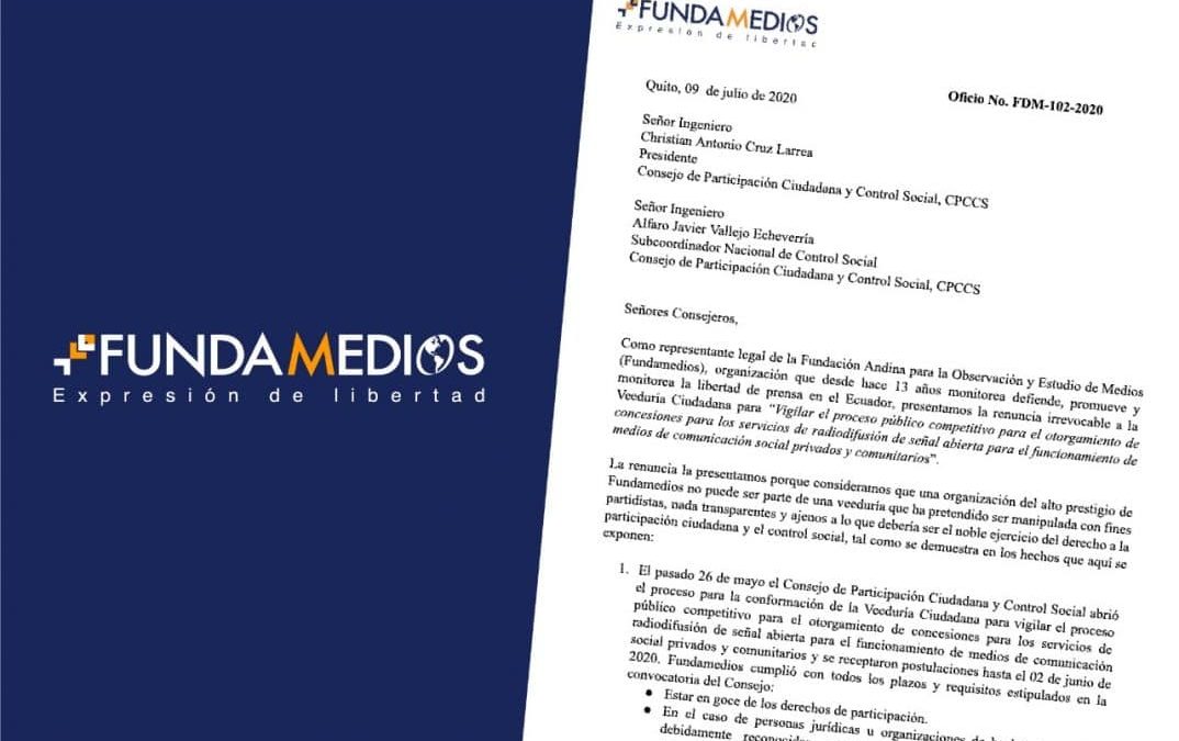 Fundamedios renuncia a ser parte de la veeduría del concurso de frecuencias, pero vigilará el proceso 