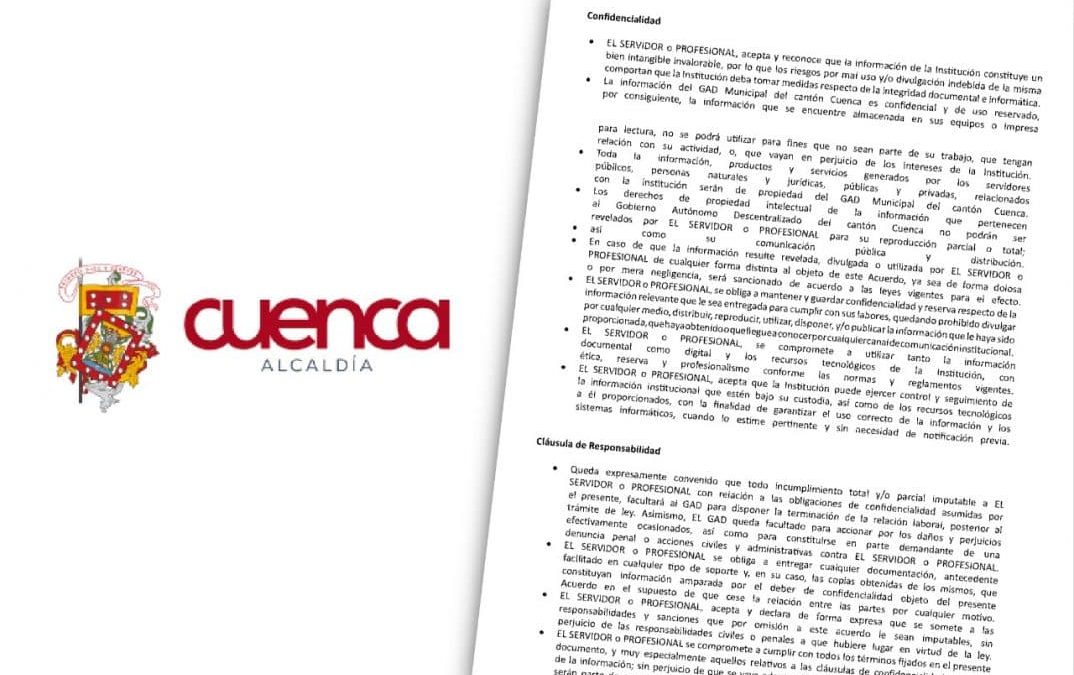 Acuerdo de Confidencialidad del Municipio de Cuenca vulnera derecho de acceso a la información pública