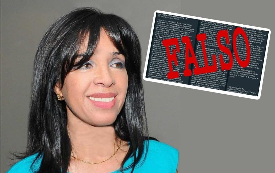 Fundamedios rechaza amenazas de falso gremio de periodistas en contra de presidenta de la FENAPE-FIP