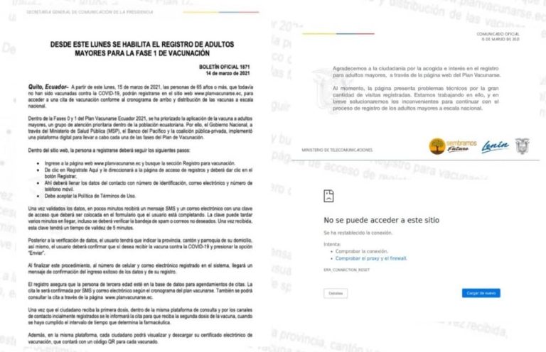Colapsó la página web para el registro de adultos mayores para vacunación