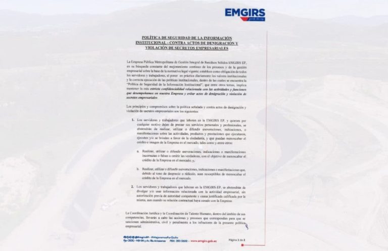 Empresa municipal de Quito emite normativa que vulnera severamente la libertad de expresión