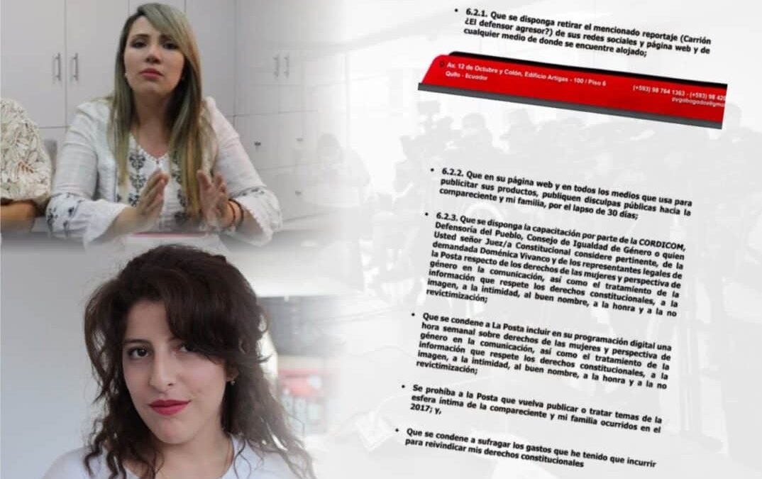 Esposa del Defensor del Pueblo presentó acción de protección y pide medidas cautelares en contra de periodista de La Posta