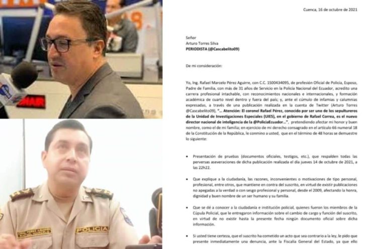 Oficial de la Policía envió una carta de amenaza a Arturo Torres