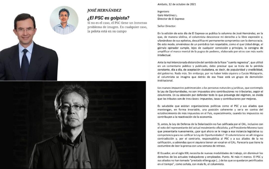 Luis Fernando Torres descalificó a periodista José Hernández por columna en diario Expreso