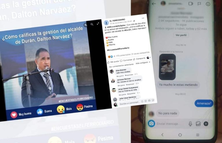 Periodista recibe mensaje intimidante de un familiar del alcalde de Durán