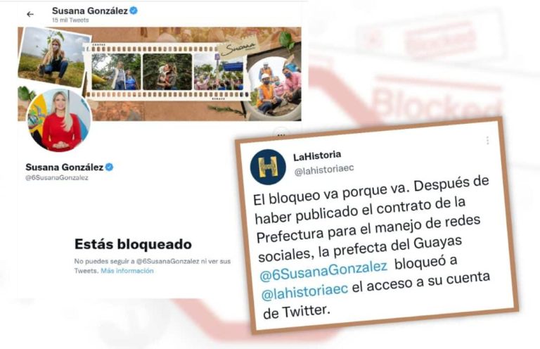 Prefecta del Guayas bloqueó de su Twitter a medio digital tras publicación sobre un contrato de redes sociales