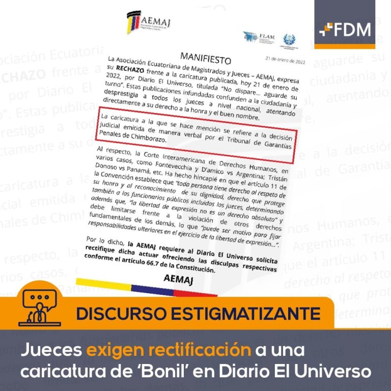 Jueces exigen rectificación a una caricatura de ‘Bonil’ en Diario El Universo