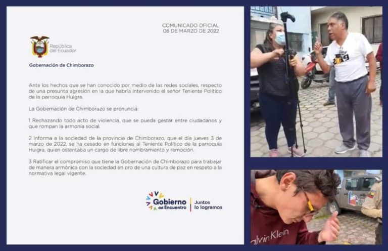 Actualización: Teniente Político de Huigra fue removido del cargo tras agredir a un equipo periodístico