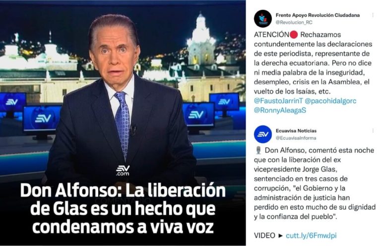 Reconocido periodista ecuatoriano fue atacado en redes tras criticar la liberación de exvicepresidente sentenciado por corrupción