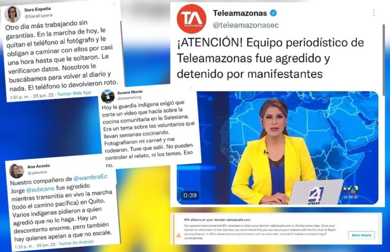Manifestantes y guardias indígenas continúan  agrediendo a la prensa en Ecuador
