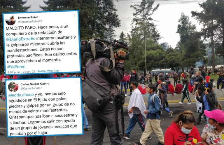 Cinco trabajadores de la prensa fueron agredidos en Quito durante el noveno día de paro en Ecuador
