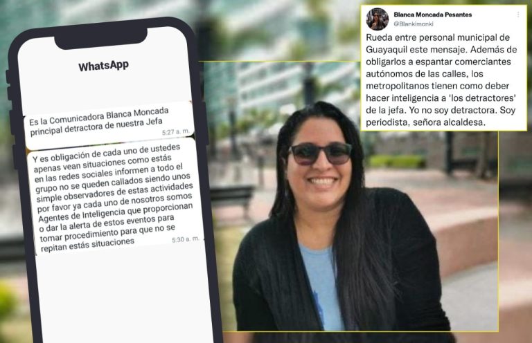 Periodista ecuatoriana es tachada como ‘detractora’ de la Alcaldesa de Guayaquil, a través de mensajes en cuentas de WhatsApp