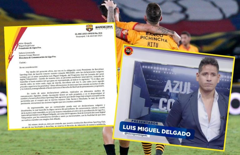 Barcelona S.C. retira acreditación de Liga Pro a comentarista ecuatoriano y al medio digital al que pertenece
