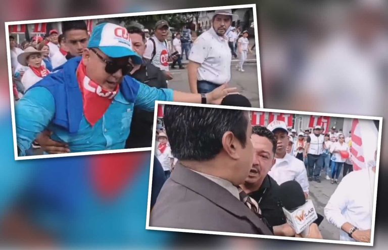 Periodista agredido al cubrir la marcha sindical por el Día del Trabajo en Ecuador