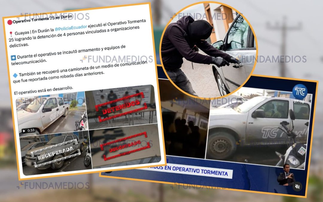 Camioneta de canal de televisión se utilizaba para cometer crímenes en Durán